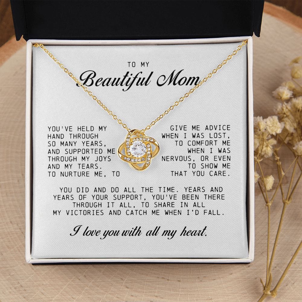 To my Beautiful Mom, Mother's Day Gift, Love Knot Necklace