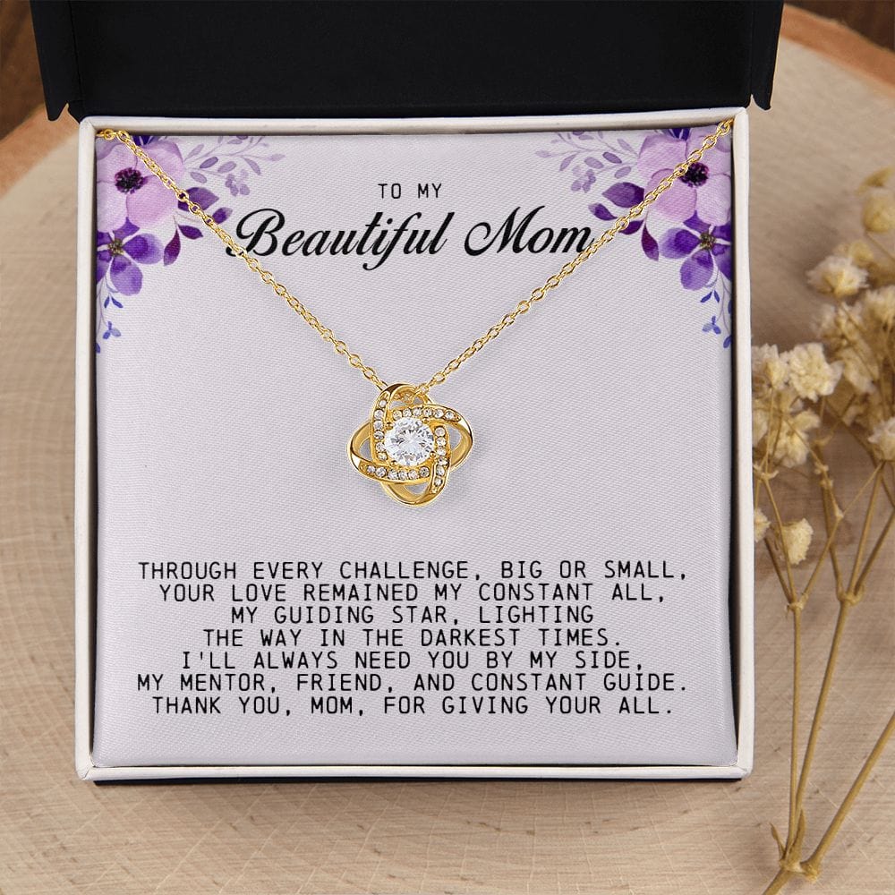 To My Beautiful Mom Love Knot Necklace