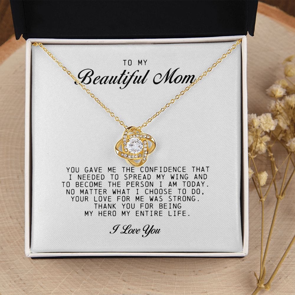 To my Beautiful Mom, Mother's Day Gift, Love Knot Necklace