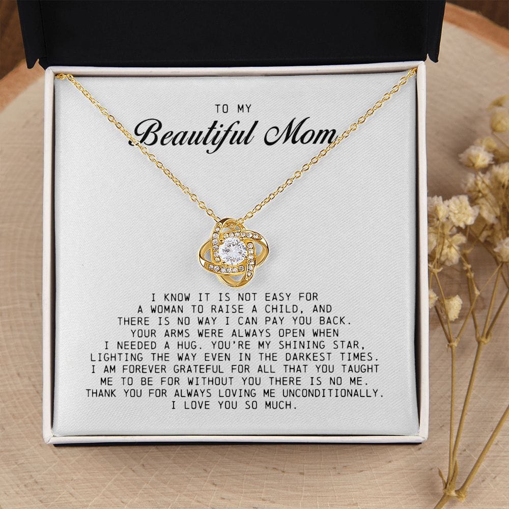 To My Beautiful Mom Love Knot Necklace