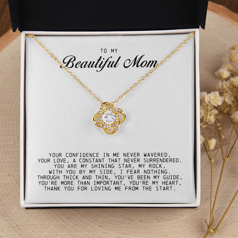 To My Beautiful Mom Love Knot Necklace