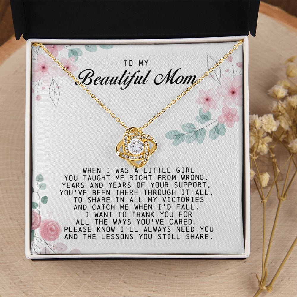 To my Beautiful Mom, Mother's Day Gift, Love Knot Necklace