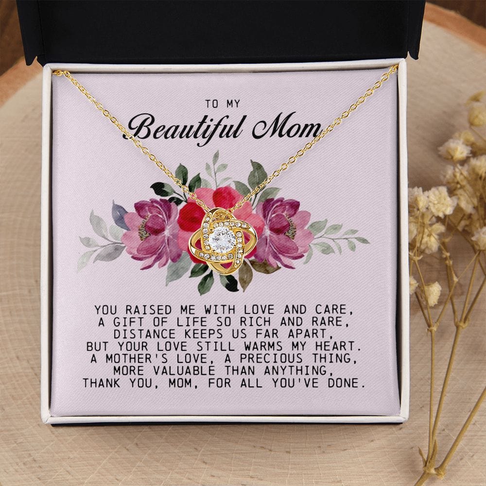 To My Beautiful Mom Love Knot Necklace