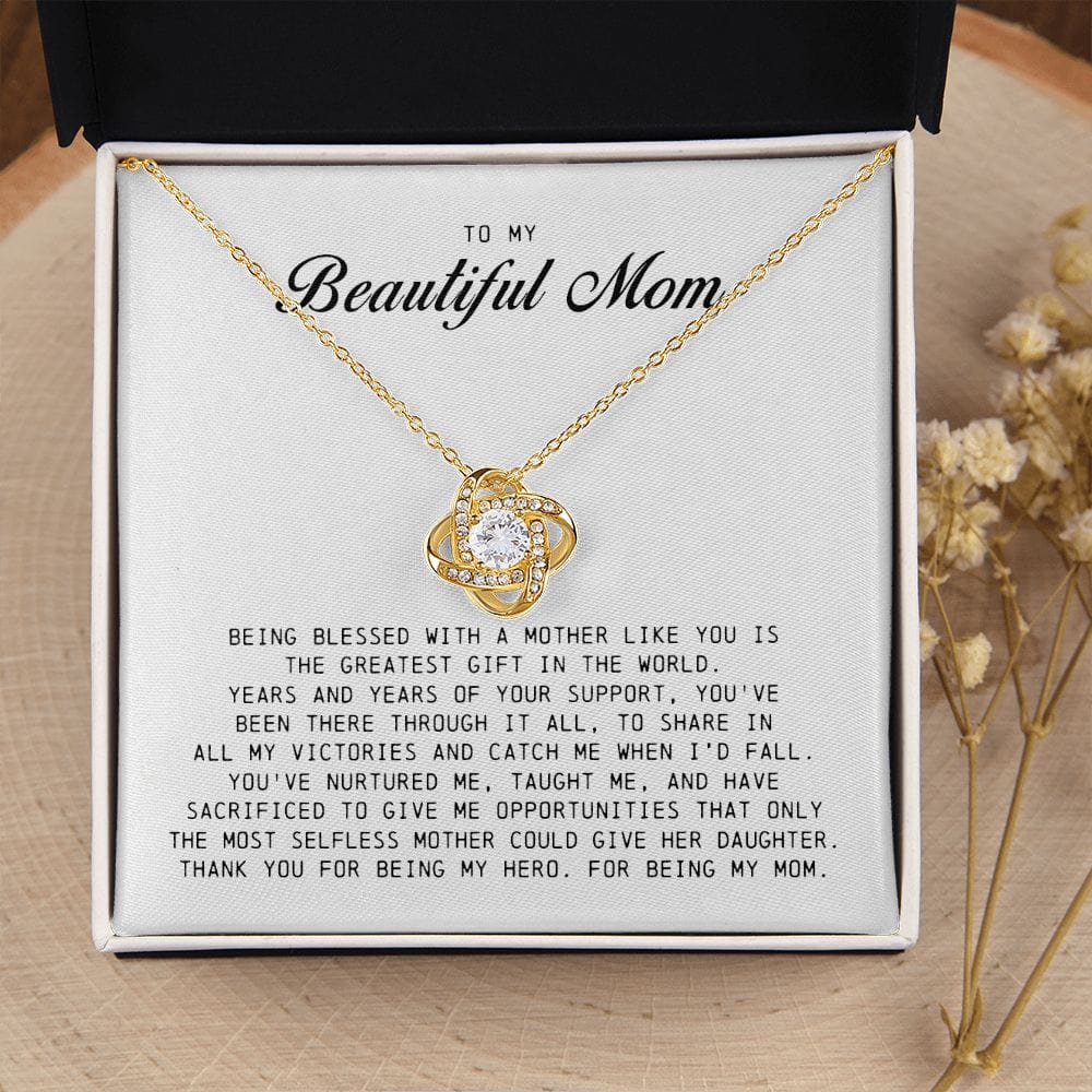 To My Beautiful Mom, Love Knot Necklace