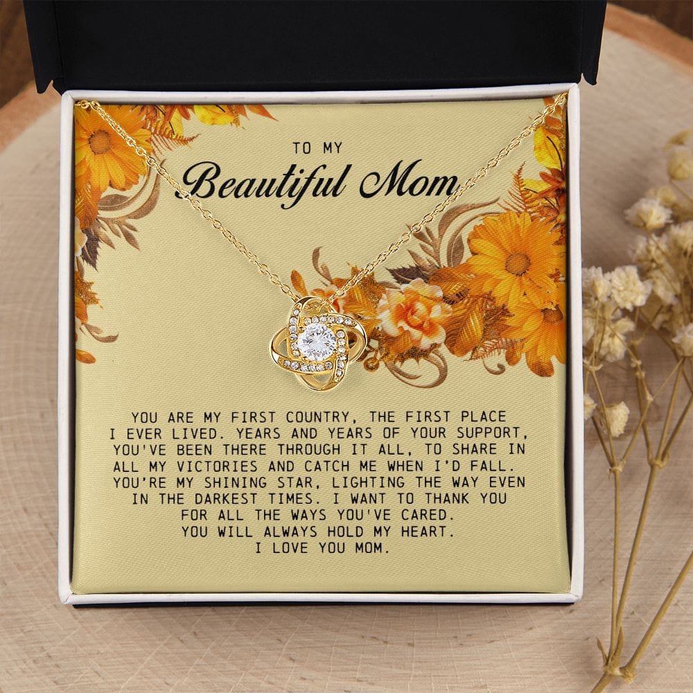 To my Beautiful Mom, Mother's Day Gift, Love Knot Necklace