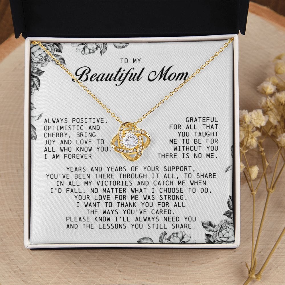 To My Beautiful Mom Love Knot Necklace