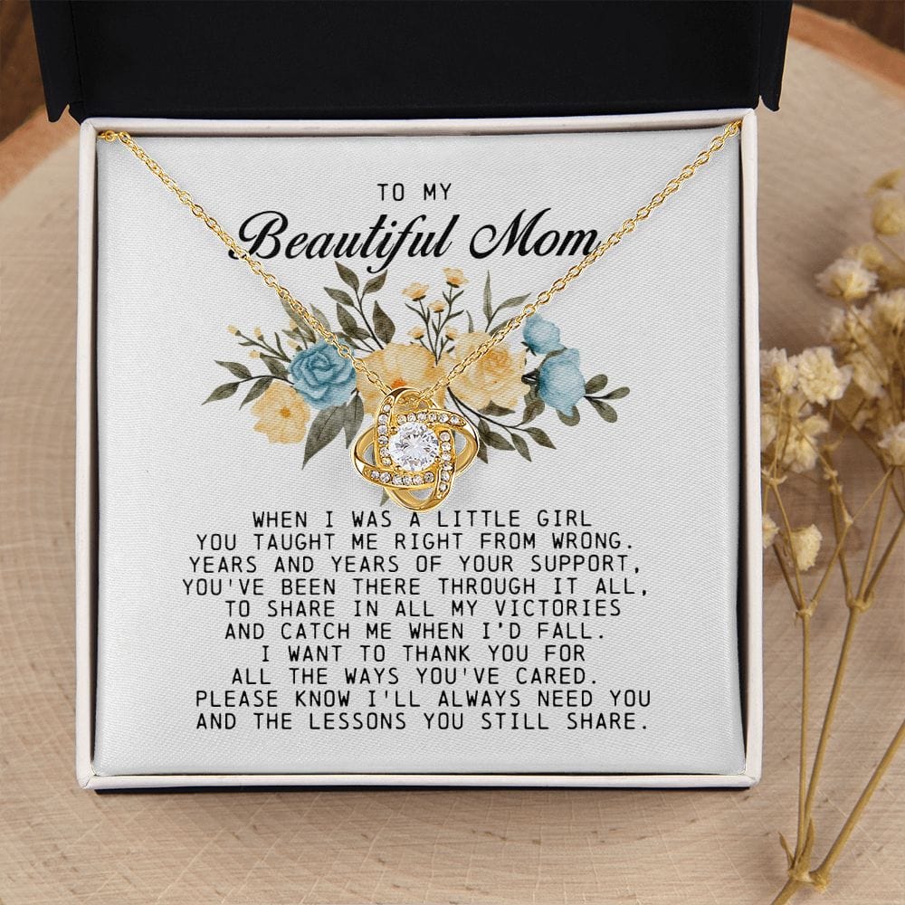 To my Beautiful Mom, Mother's Day Gift, Love Knot Necklace