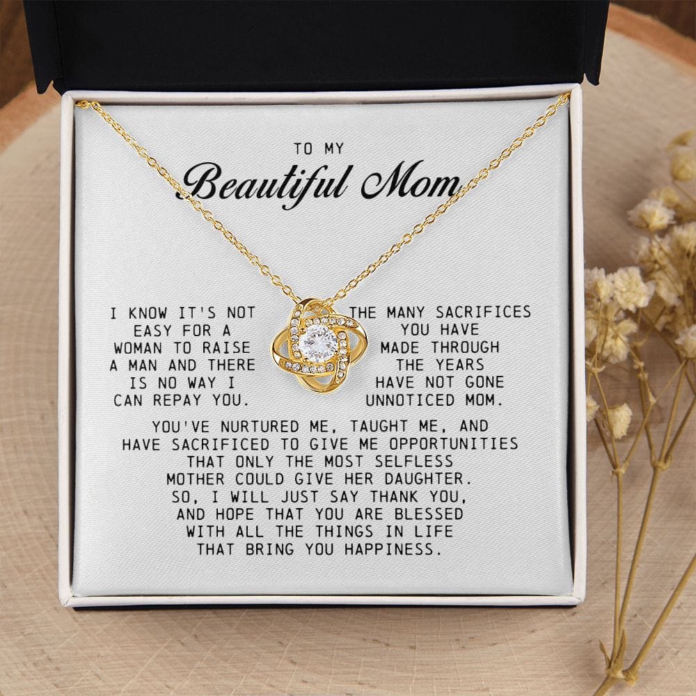 To My Beautiful Mom Love Knot Necklace