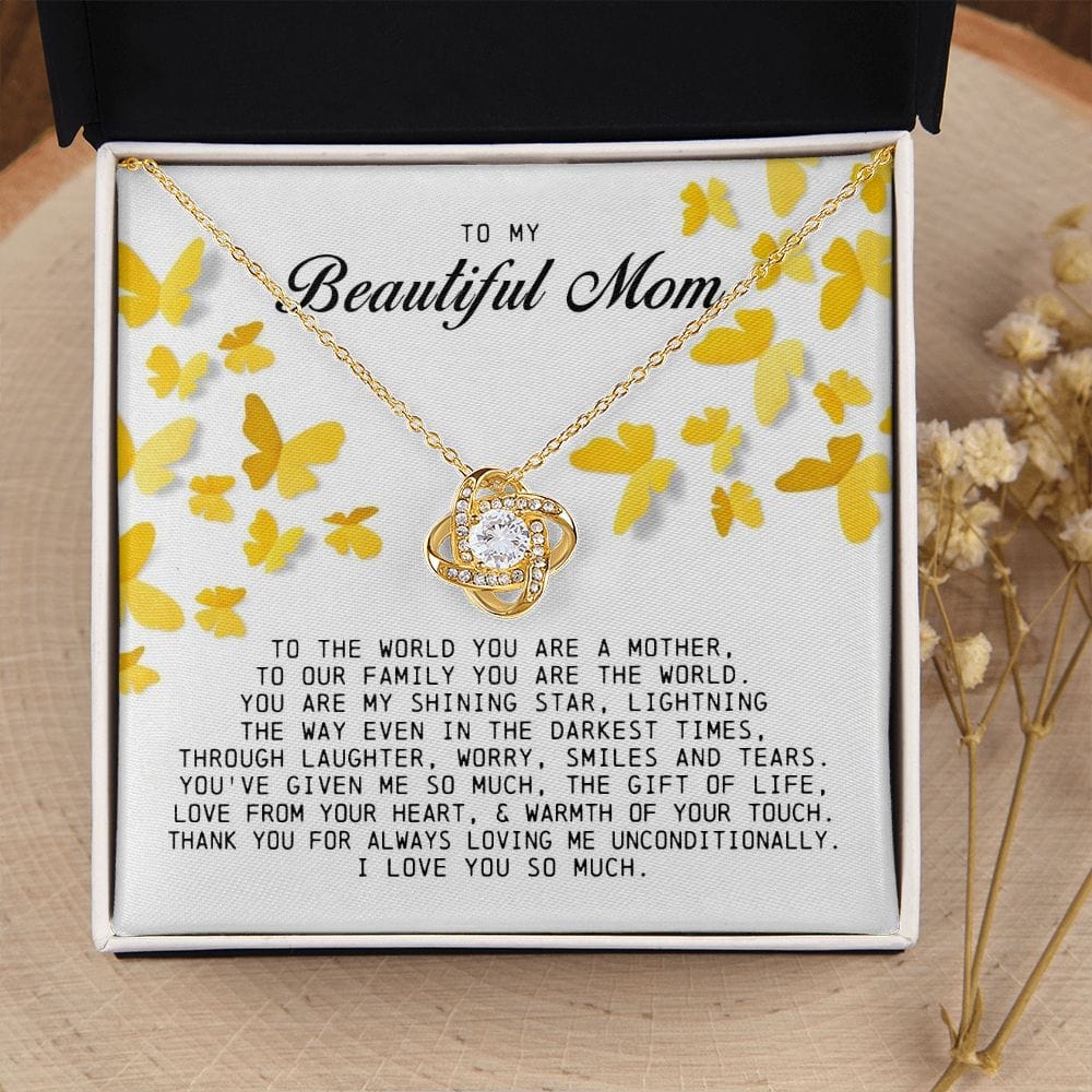 To My Beautiful Mom Love Knot Necklace