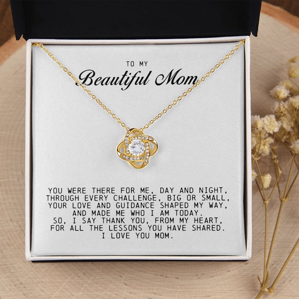 To My Beautiful Mom Love Knot Necklace