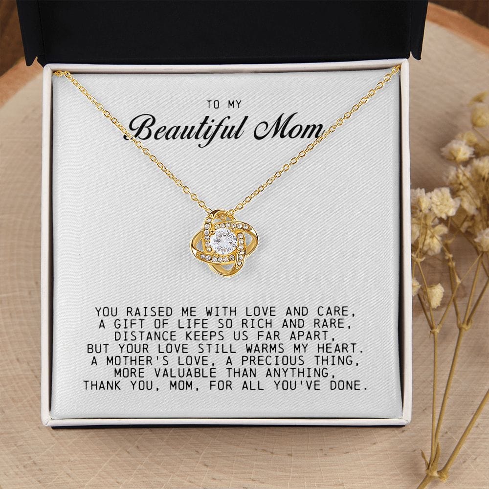 To My Beautiful Mom Love Knot Necklace