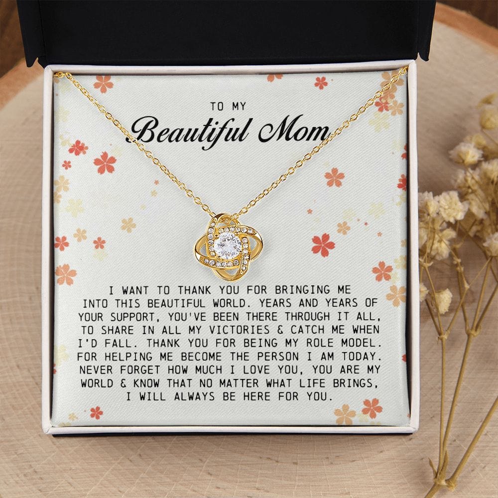 To My Beautiful Mom, Love Knot Necklace