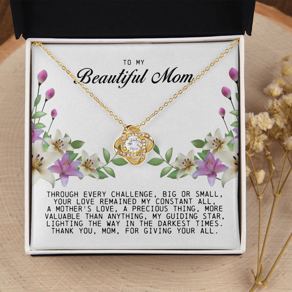 To My Beautiful Mom, Love Knot Necklace