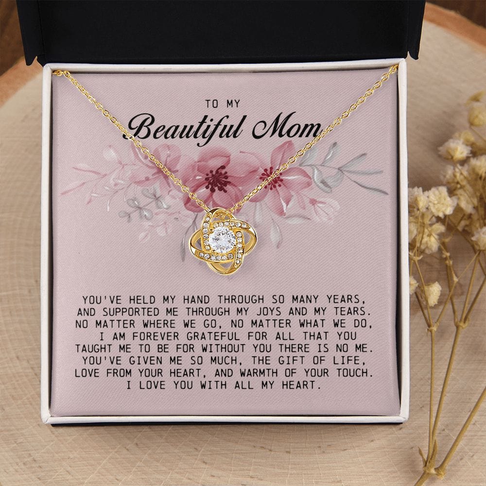 To my Beautiful Mom, Love Knot Necklace, Mother's Day Gift
