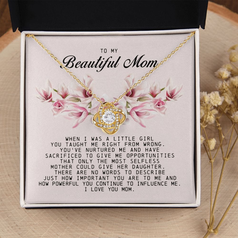 To my Beautiful Mom, Mother's Day Gift, Love Knot Necklace