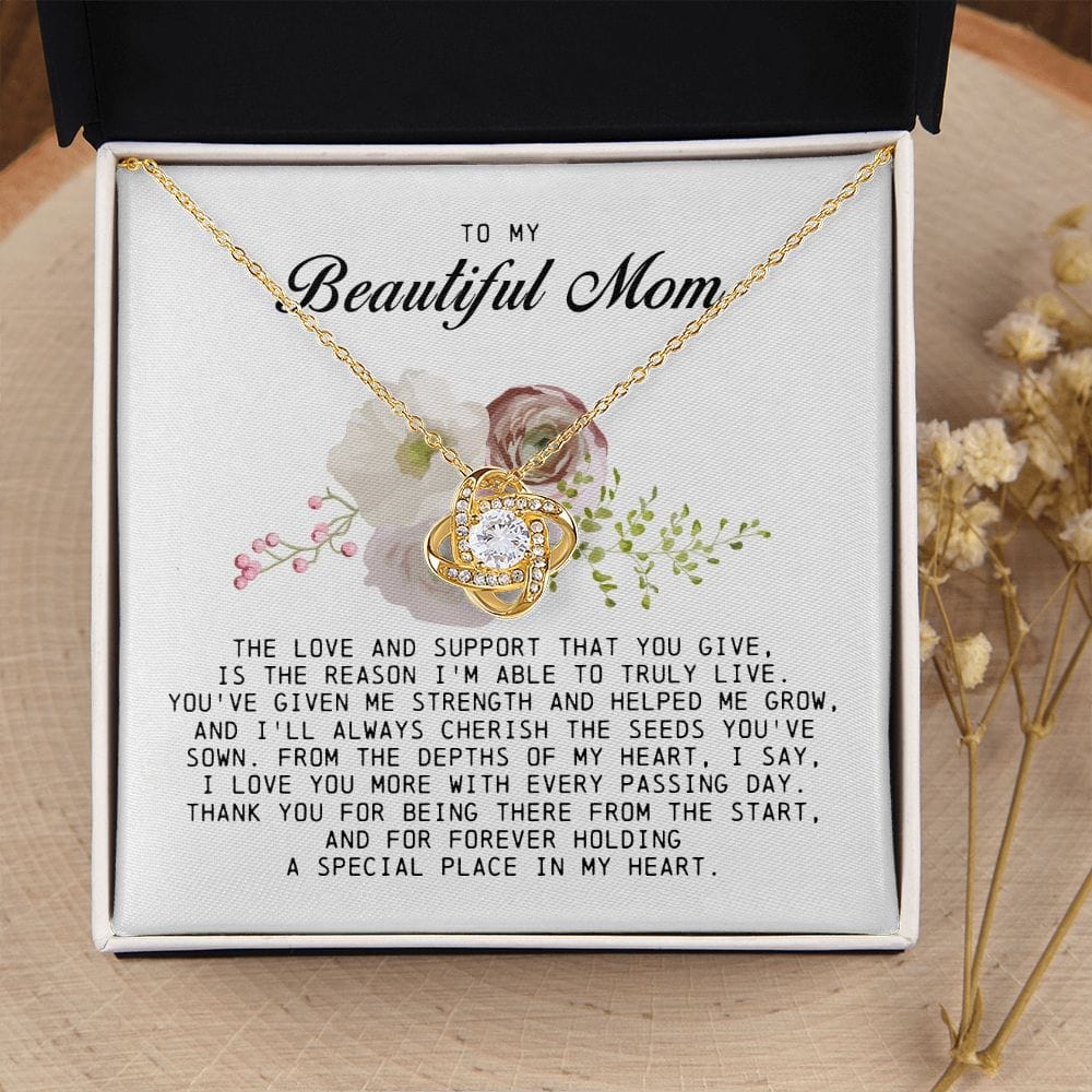 To My Beautiful Mom Love Knot Necklace