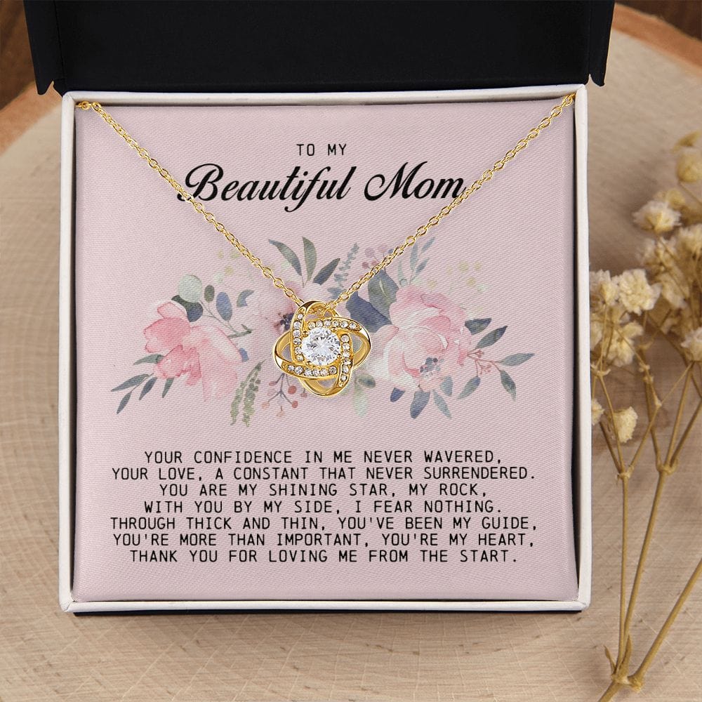 To my Beautiful Mom, Love Knot Necklace, Mother's Day Gift
