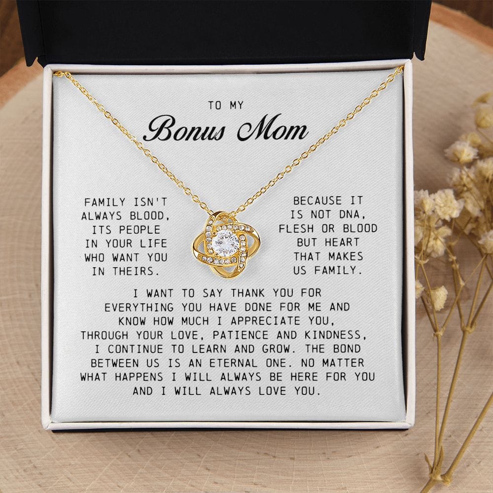 To My Bonus Mom, Love Knot Necklace