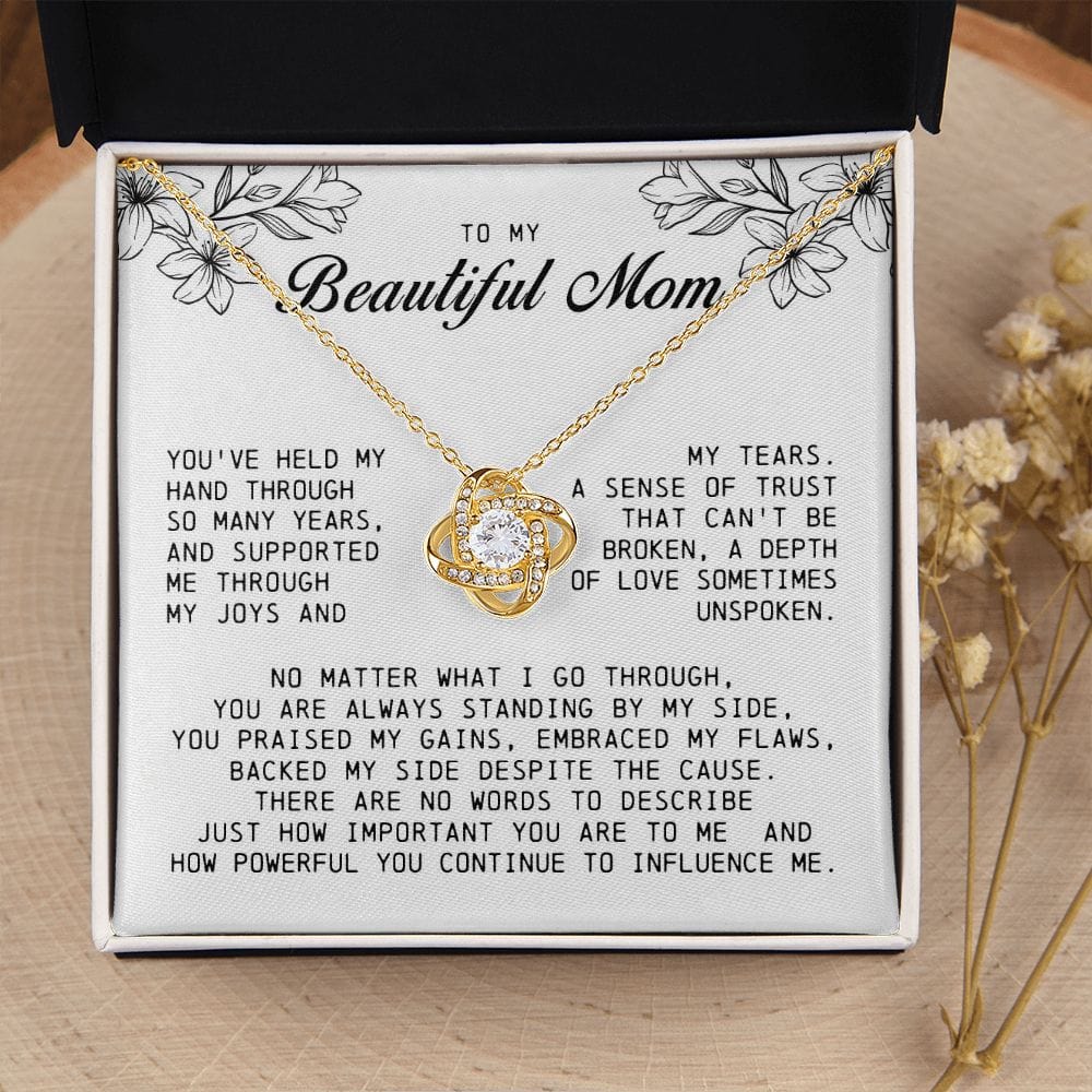 To My Beautiful Mom Love Knot Necklace