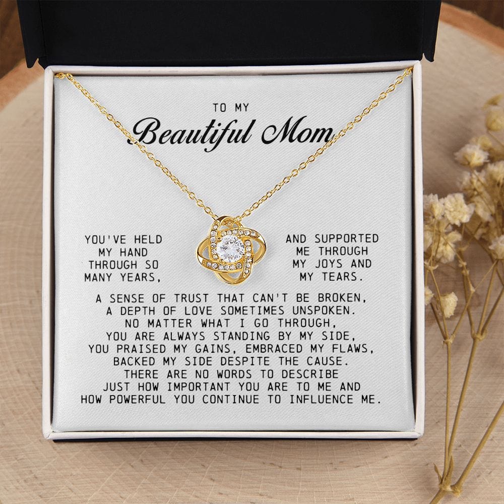 To My Beautiful Mom Love Knot Necklace