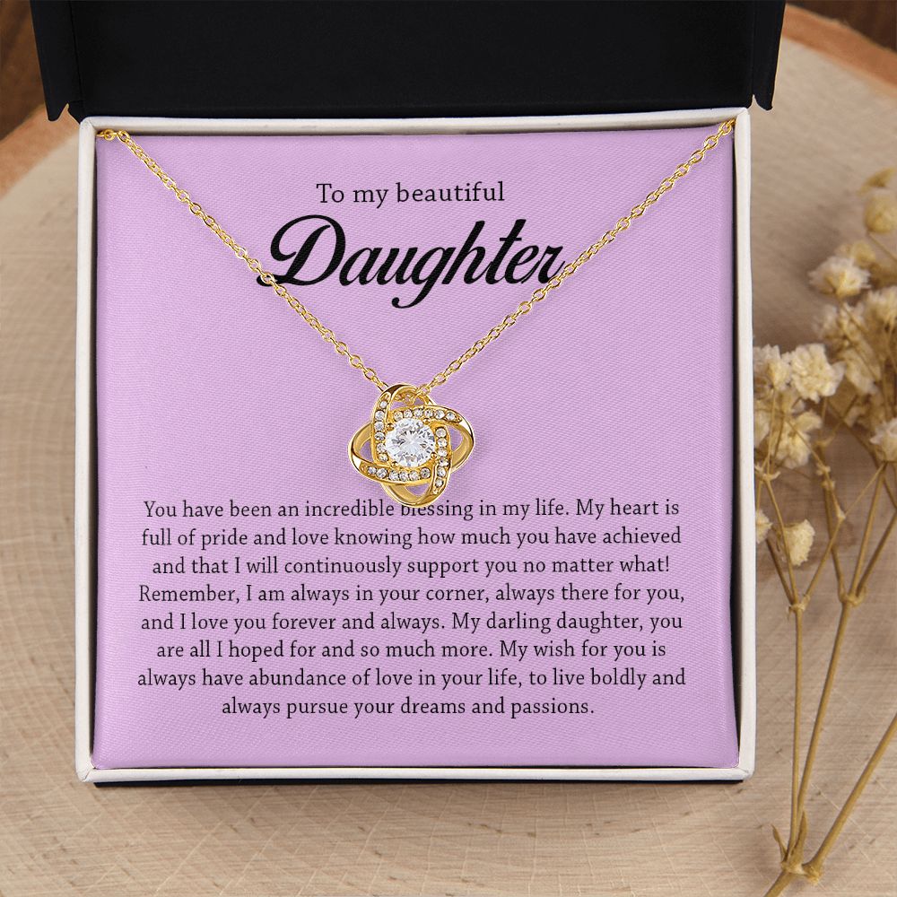 To My Beautiful Daughter, Love Knot Necklace