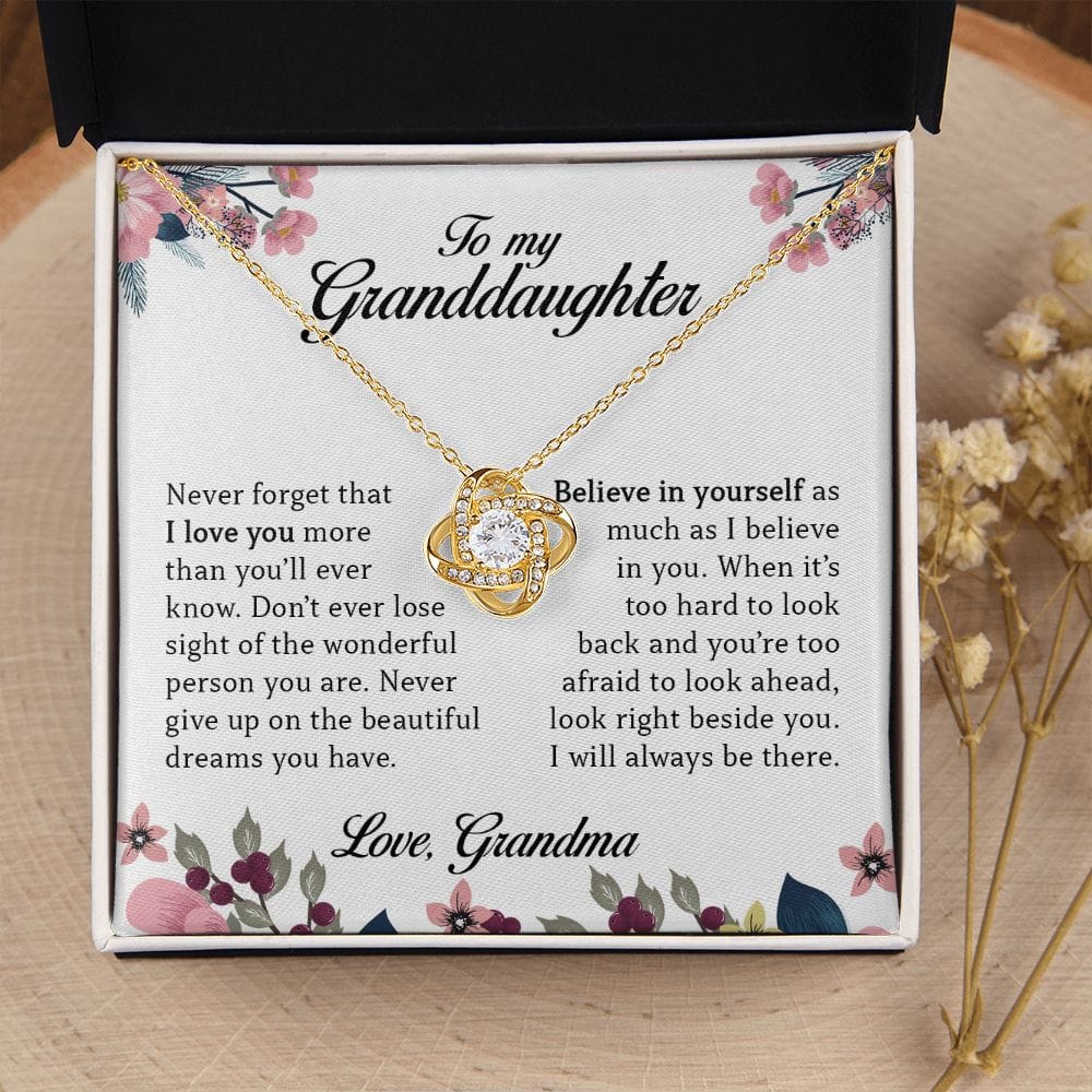 To My Granddaughter, Love Knot Necklace