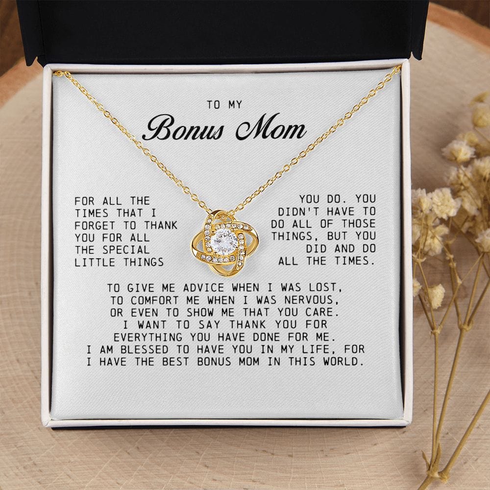 To My Bonus Mom, Love Knot Necklace