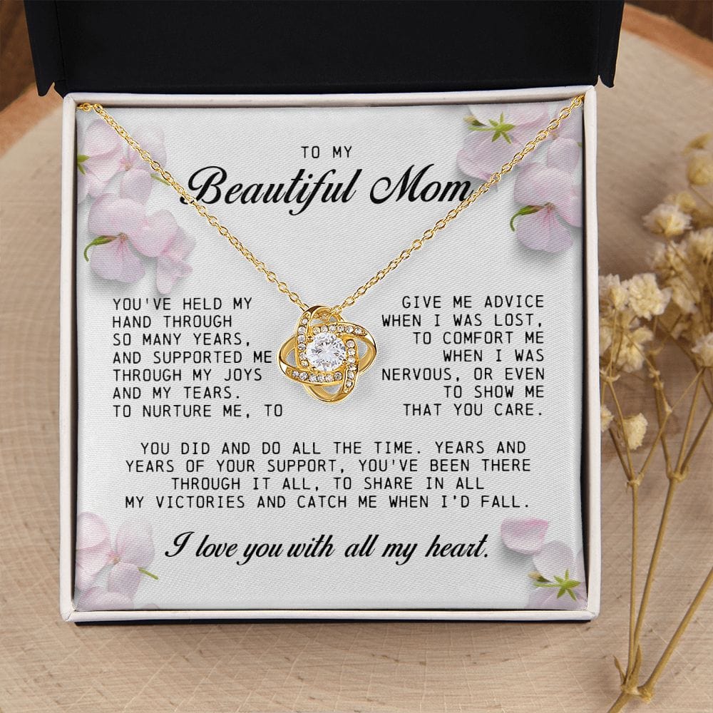 To my Beautiful Mom, Mother's Day Gift, Love Knot Necklace