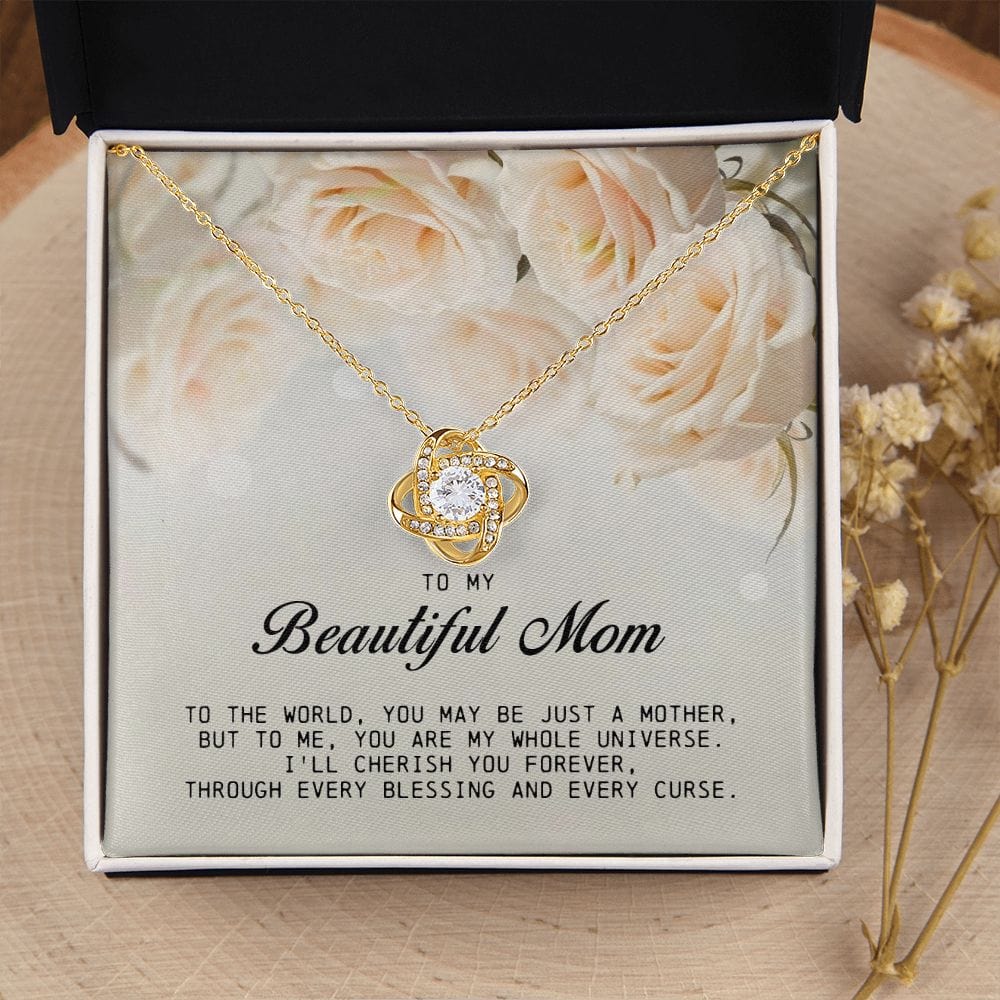 To My Beautiful Mom Love Knot Necklace