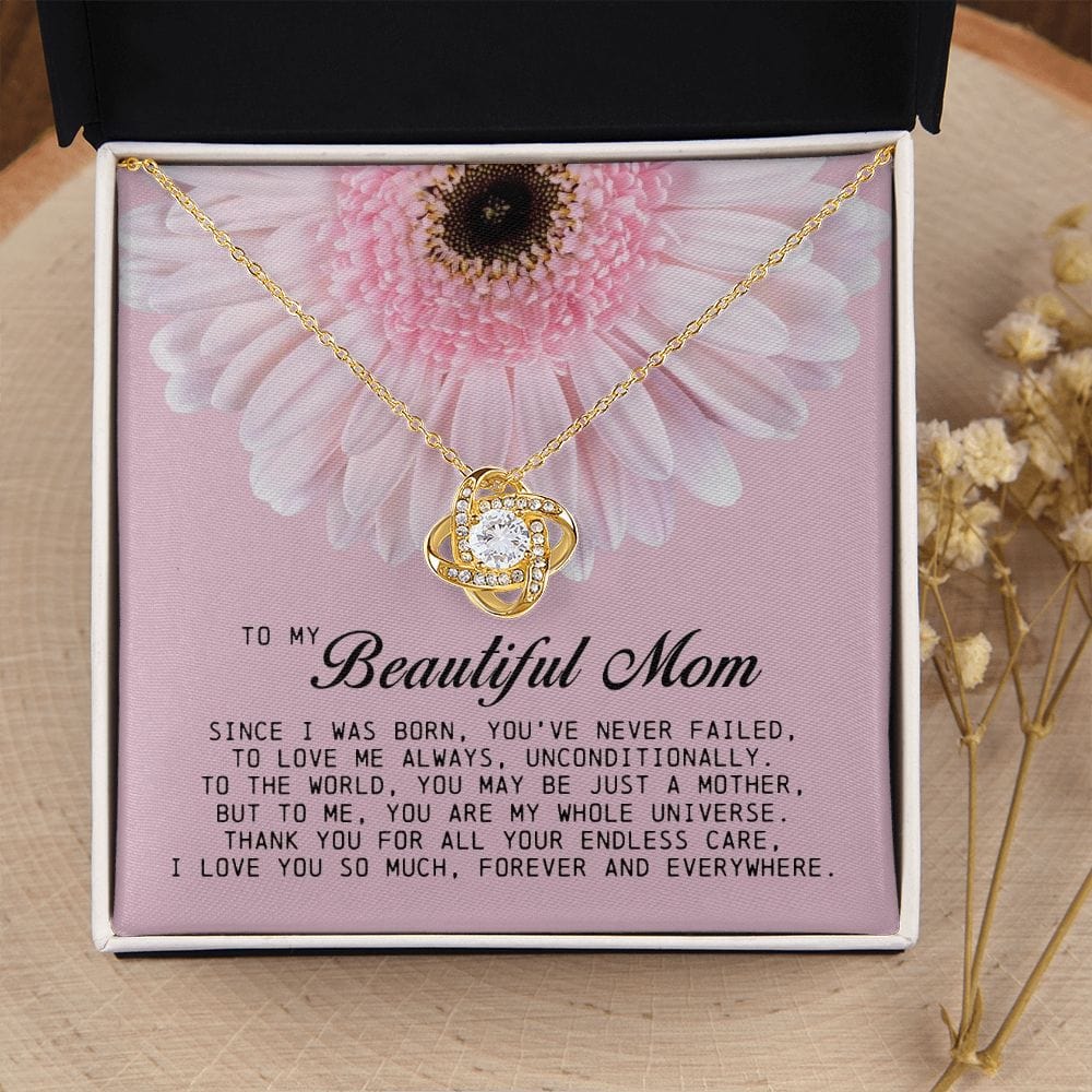 To My Beautiful Mom Love Knot Necklace