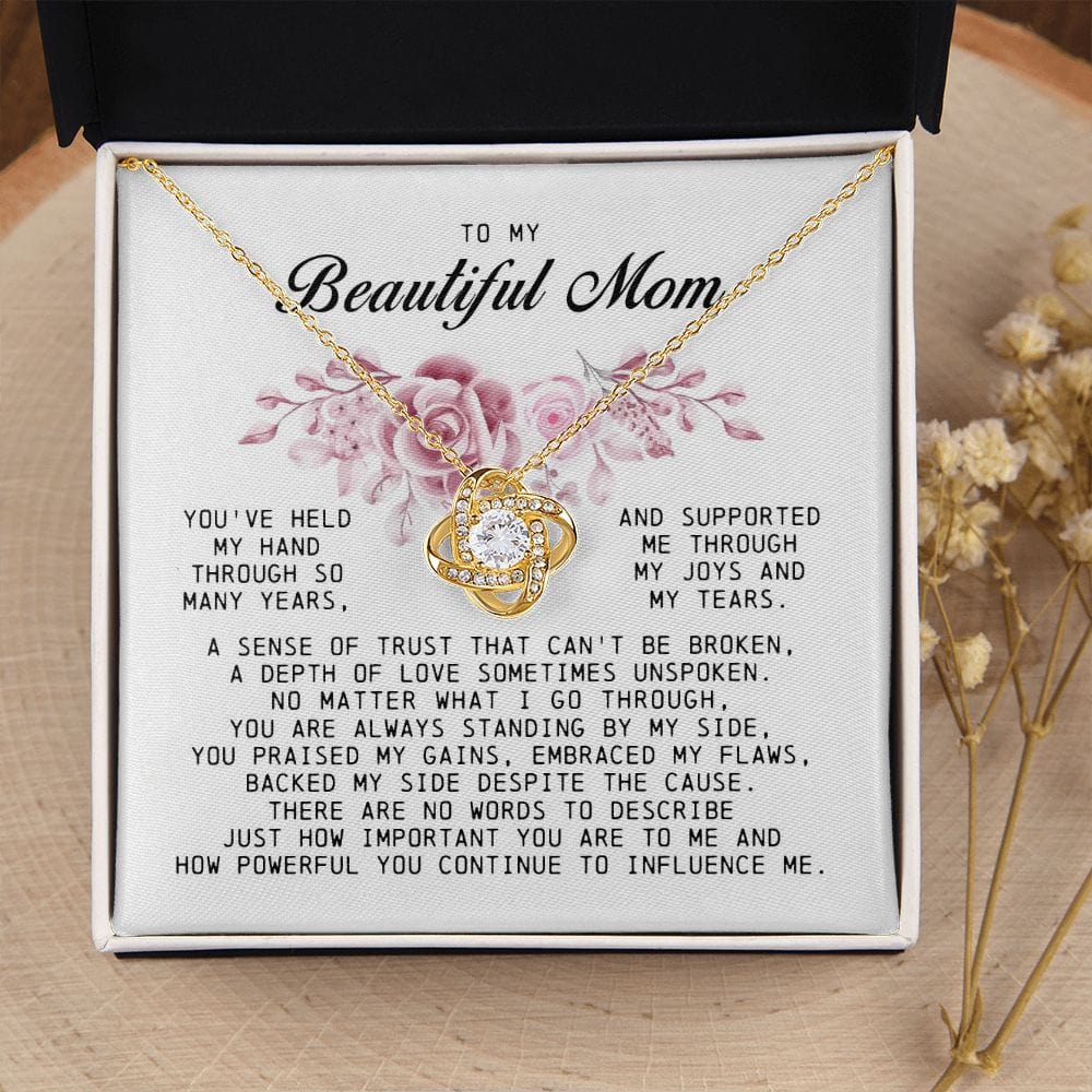 To My Beautiful Mom Love Knot Necklace