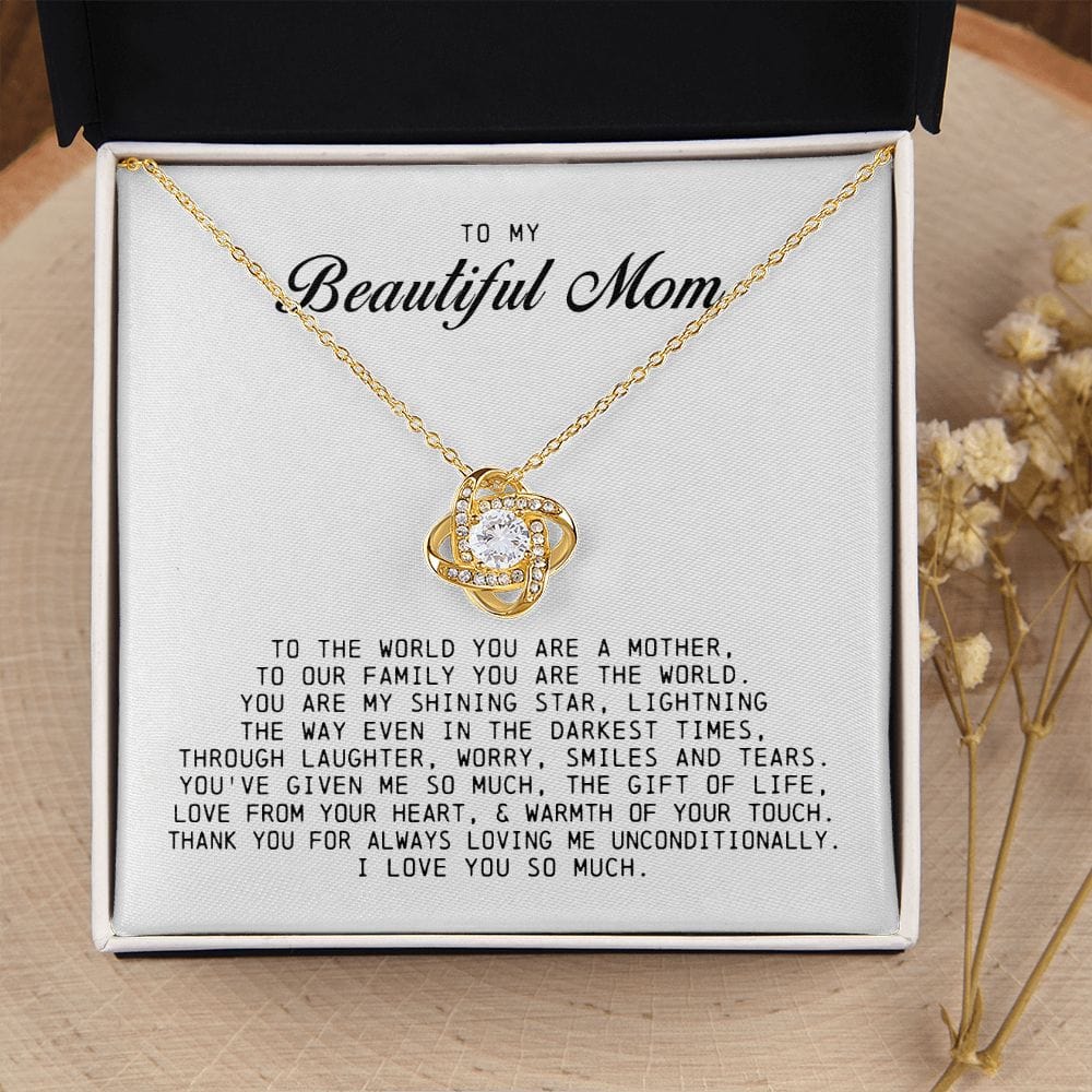 To My Beautiful Mom Love Knot Necklace