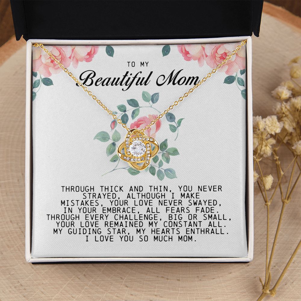 To My Beautiful Mom Love Knot Necklace