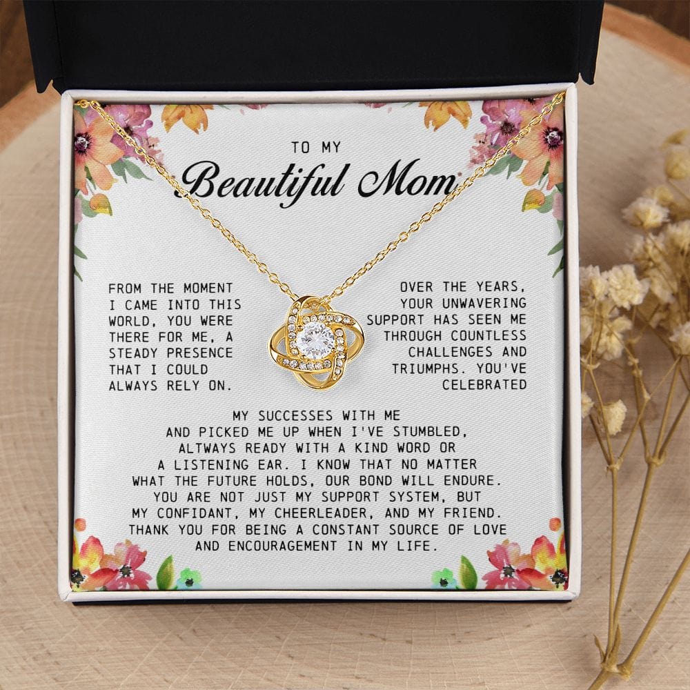 To My Beautiful Mom Love Knot Necklace