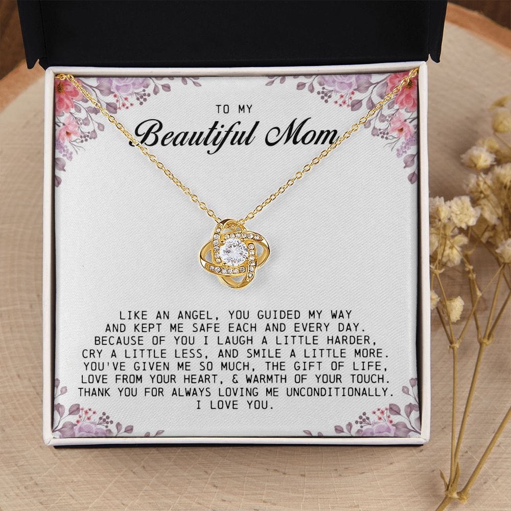 To My Beautiful Mom Love Knot Necklace