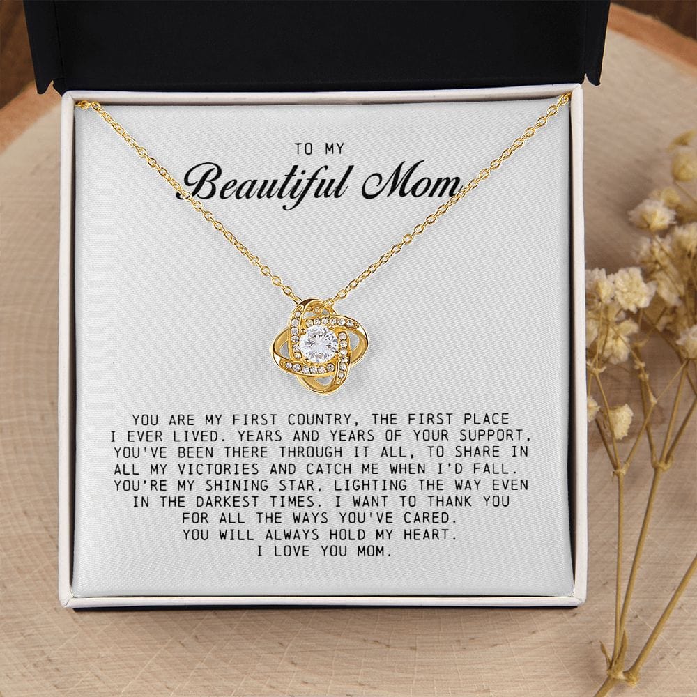 To my Beautiful Mom, Mother's Day Gift, Love Knot Necklace