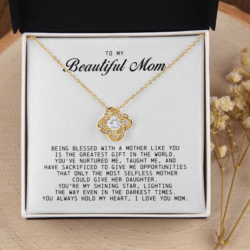 To My Beautiful Mom Love Knot Necklace