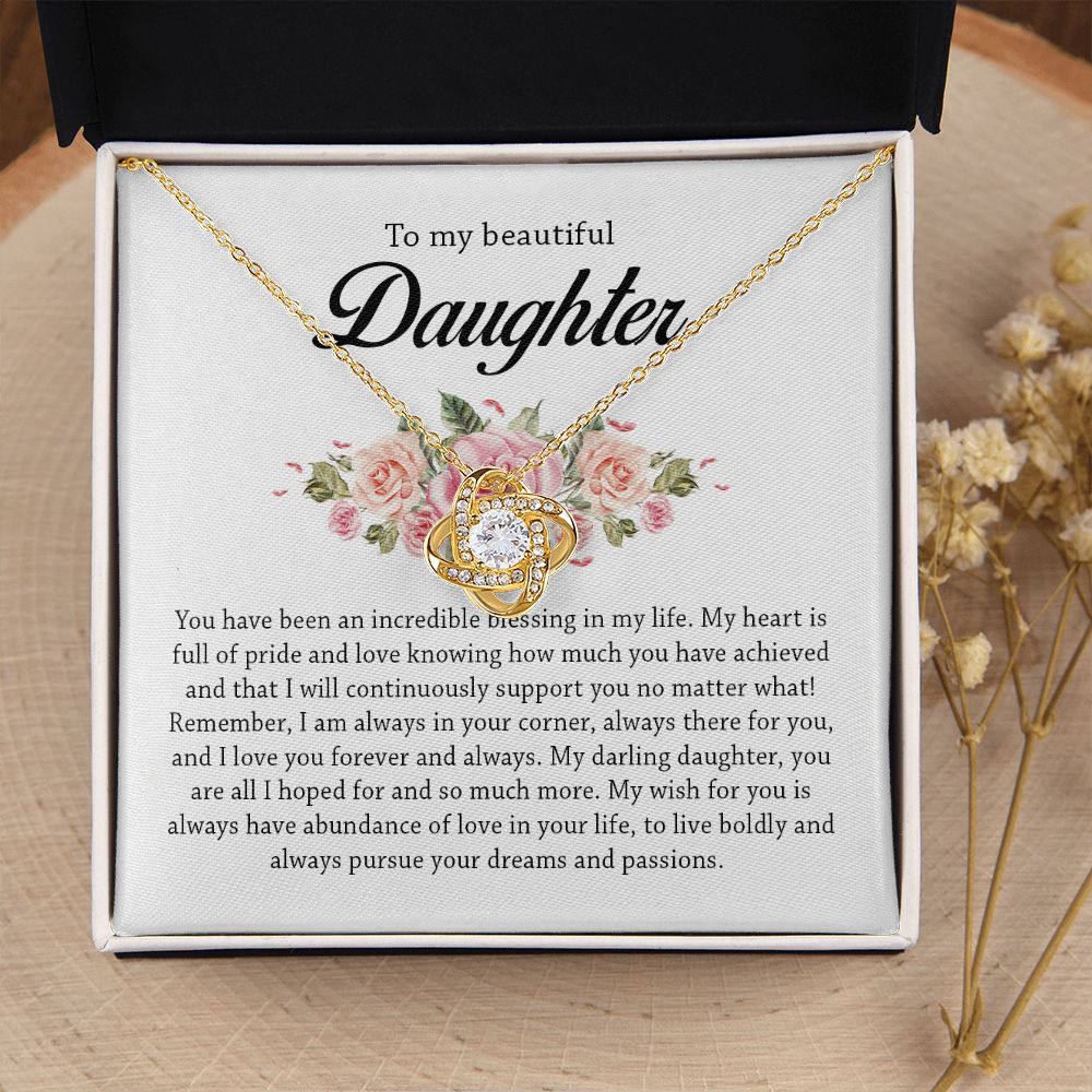To My Beautiful Daughter, Love Knot Necklace