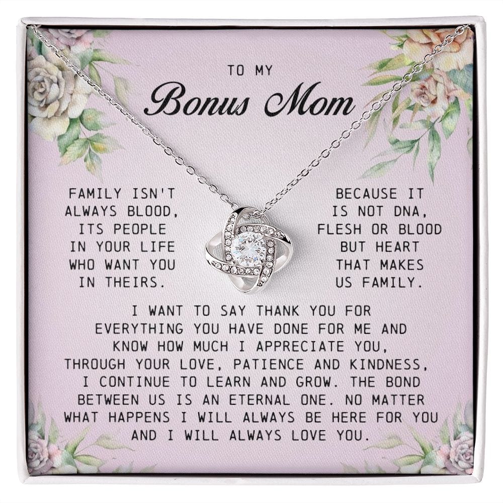 To My Bonus Mom, Love Knot Necklace