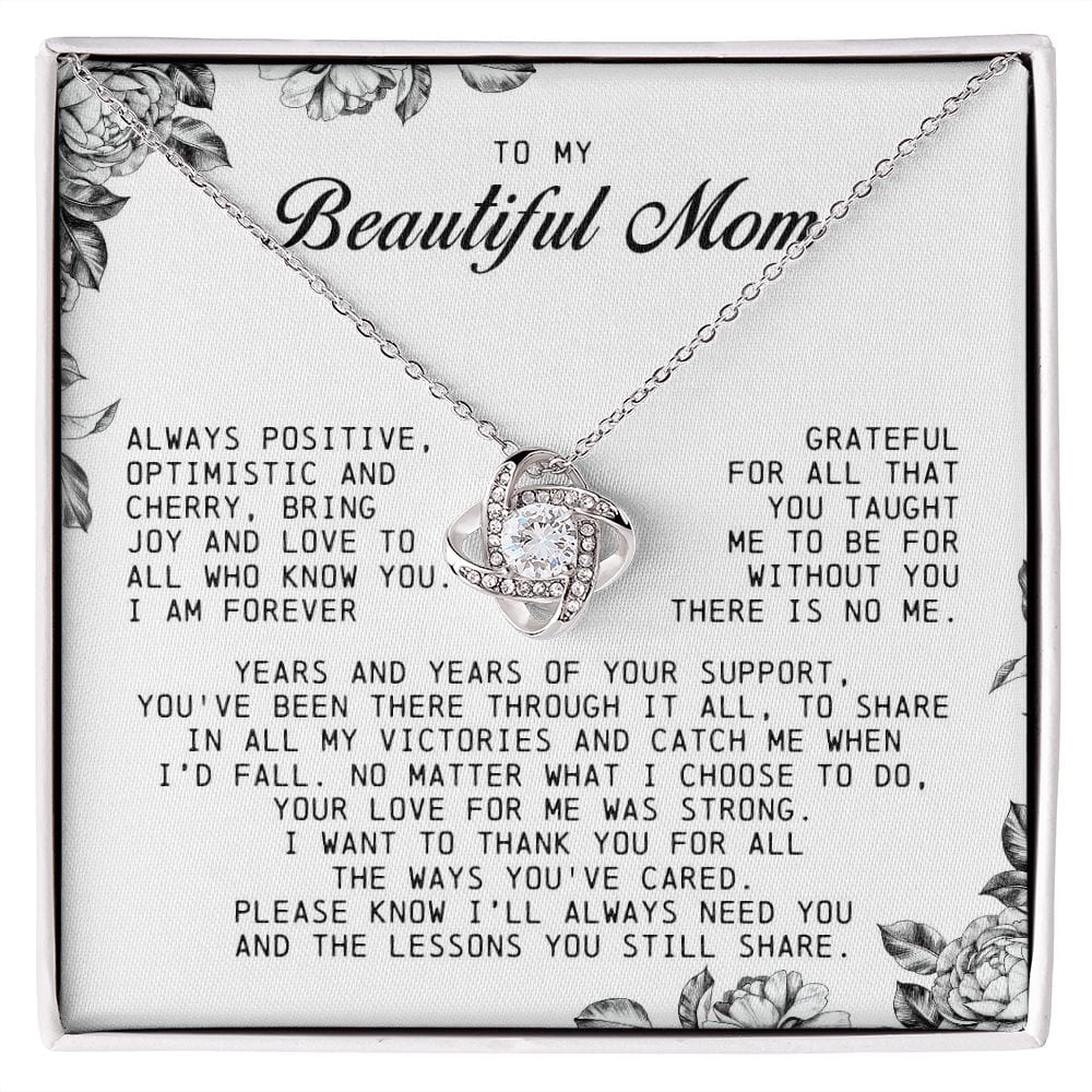 To My Beautiful Mom Love Knot Necklace