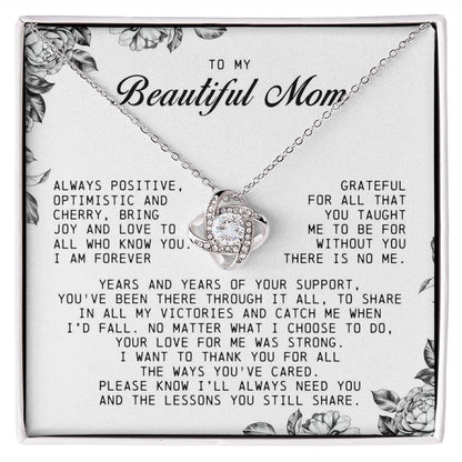 To My Beautiful Mom Love Knot Necklace