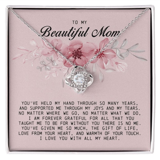 To My Beautiful Mom, Love Knot Necklace