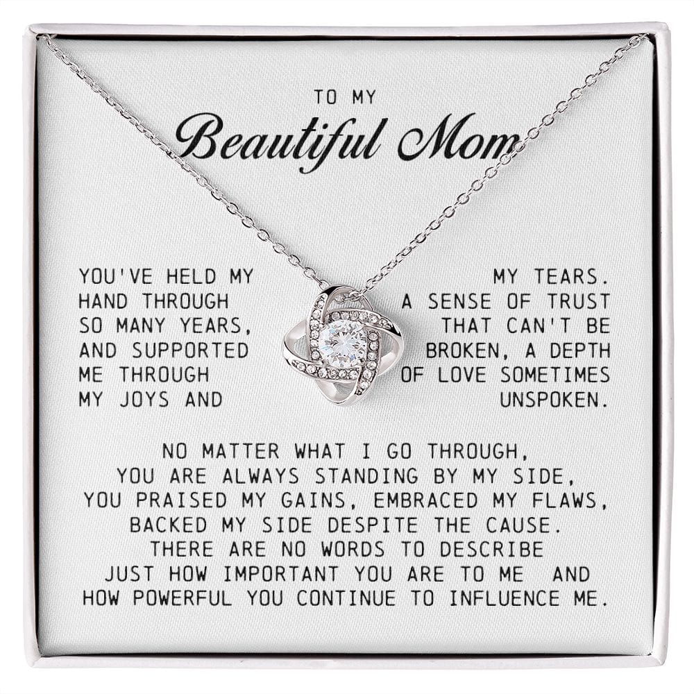 To My Beautiful Mom Love Knot Necklace