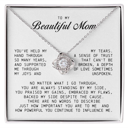 To My Beautiful Mom Love Knot Necklace