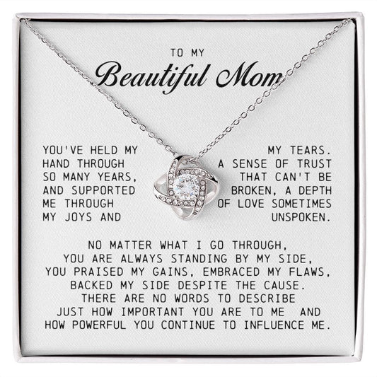 To My Beautiful Mom Love Knot Necklace
