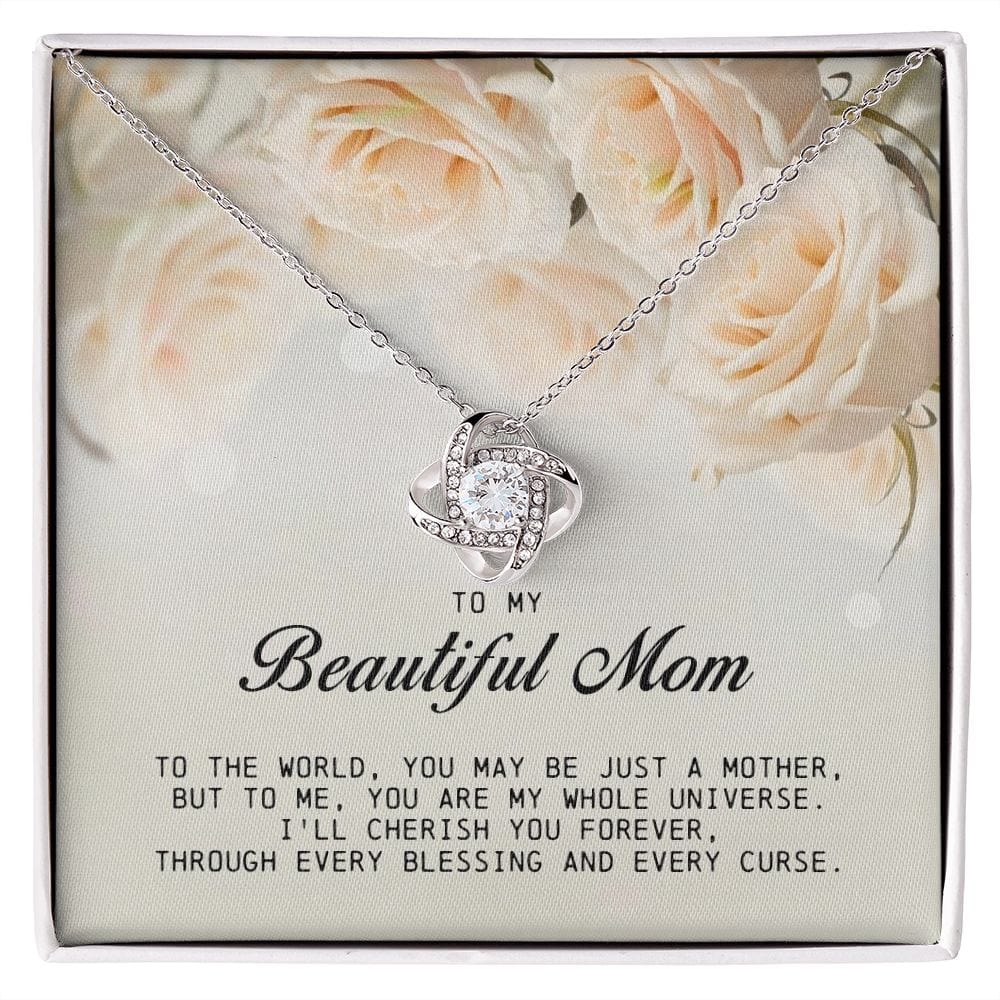 To My Beautiful Mom Love Knot Necklace