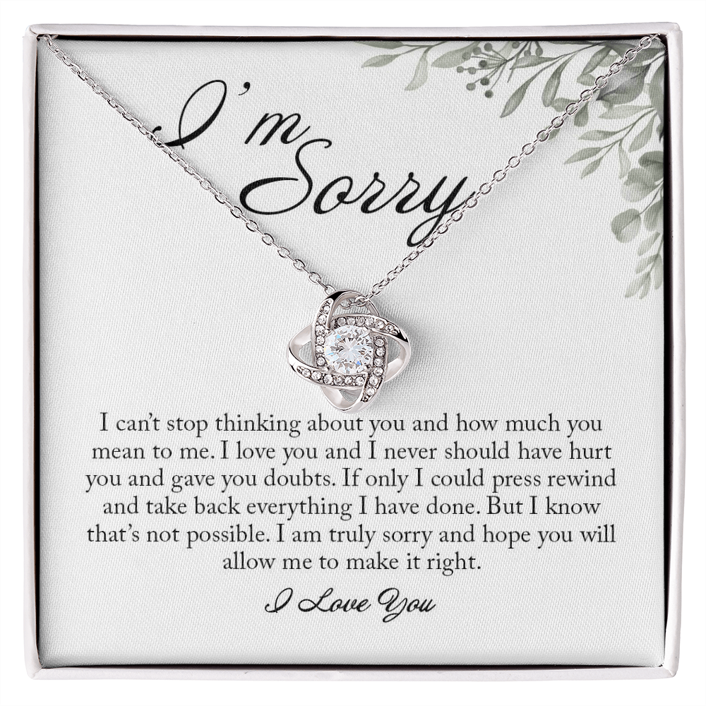 I'm Sorry Card, Love Knot Necklace