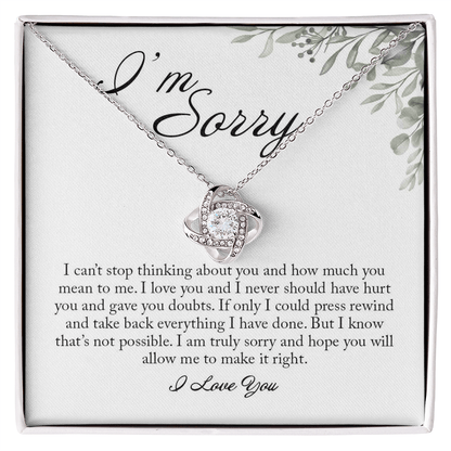 I'm Sorry Card, Love Knot Necklace