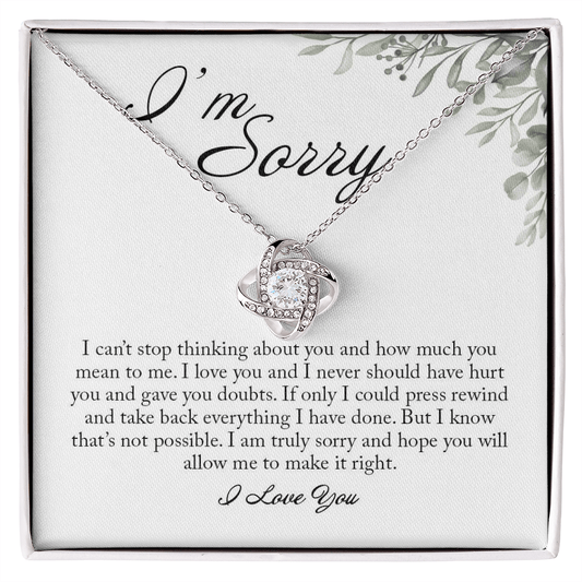 I'm Sorry Card, Love Knot Necklace