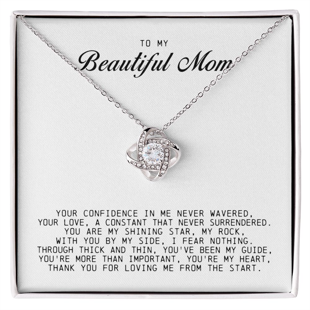 To My Beautiful Mom Love Knot Necklace